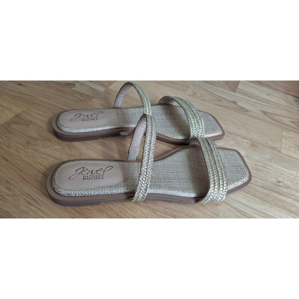 Badgley Mischka Jewel Helena Flat Summer Sandal Gold Strappy Size 8.5 - Picture 7 of 7
